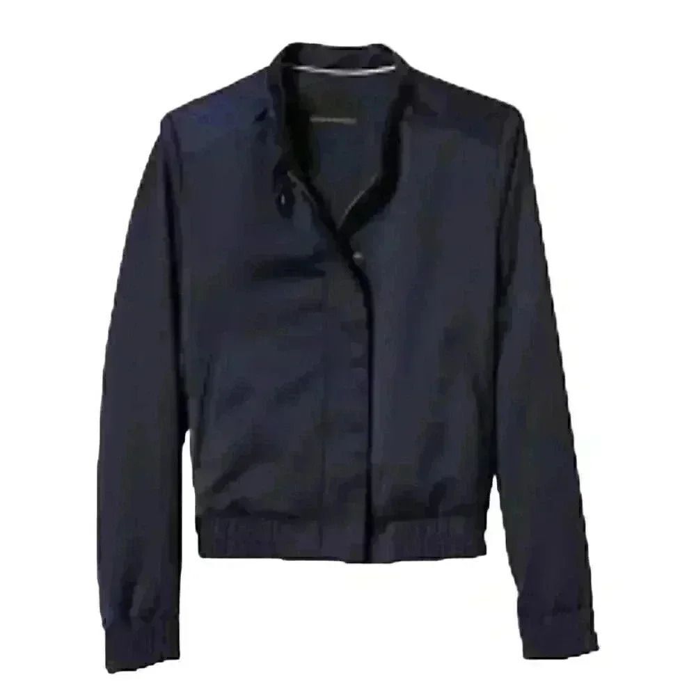 Banana Republic Men's Navy Poly Satin Lined Bomber Jacket